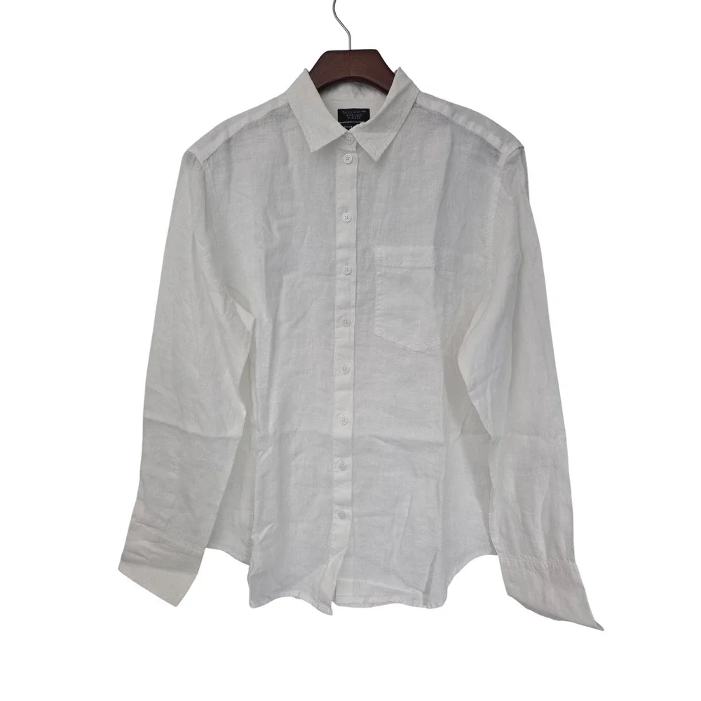 J. Crew Garçon Classic Shirt Baird McNutt Linen Womens 4 White NWT $118 CG940